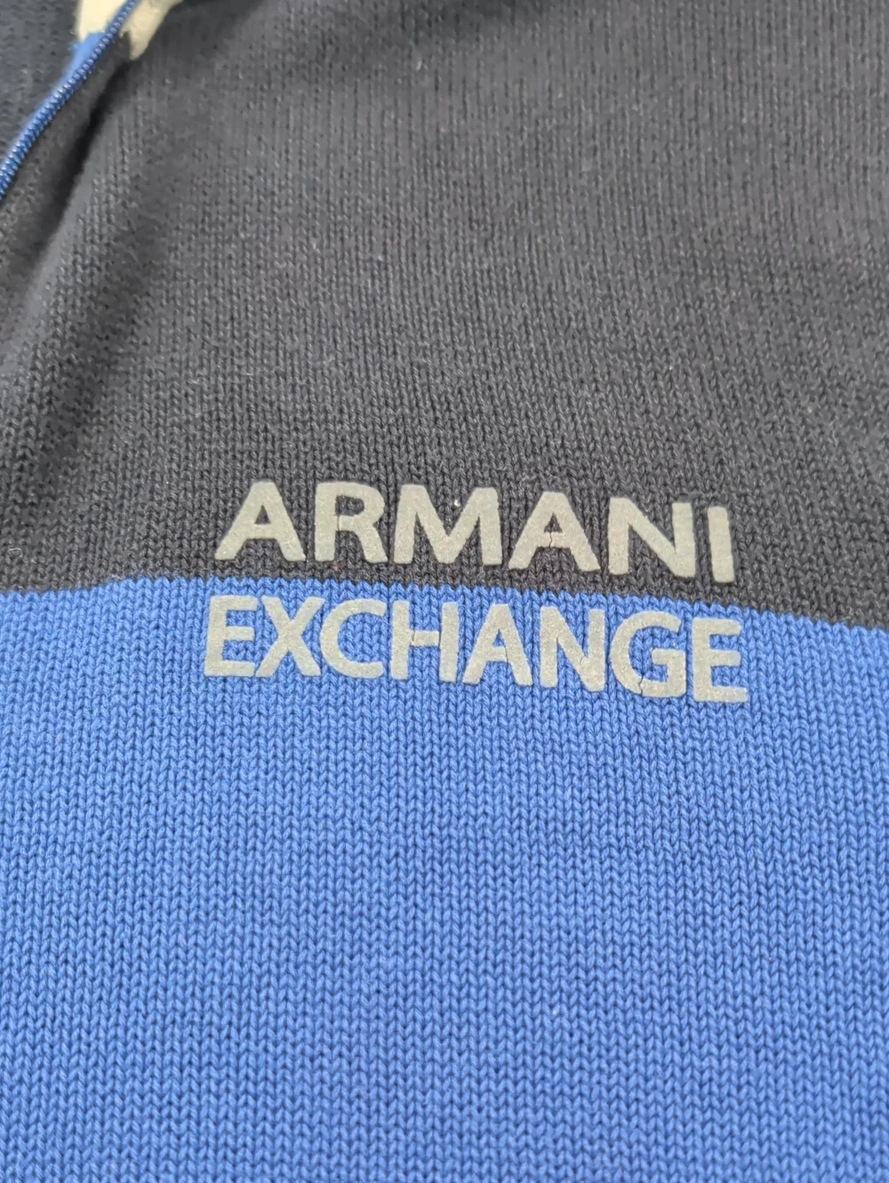 Armani Exchange Navy & Gray Full-Zip Knit Jacket